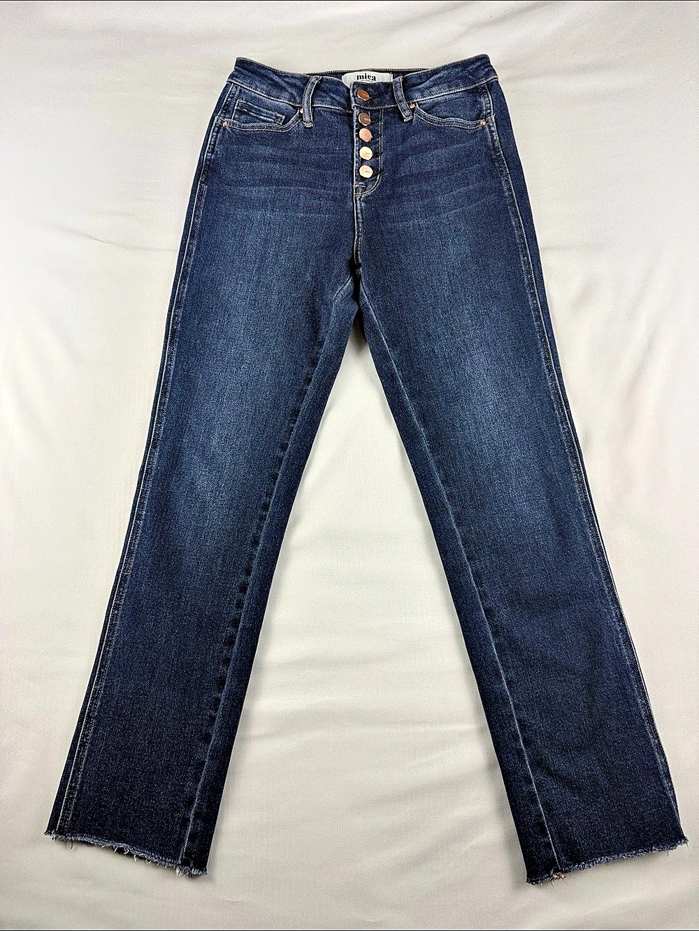 Mica Skinny Jeans Women’s 25 Raw Hem Button Fly Stretch Denim Like New